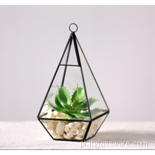 Nowy produkt Kryty geometryczne szklane terrarium wiszące